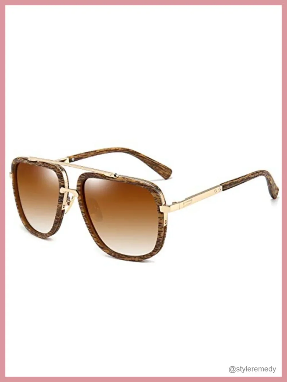 Oversized Square Aviator Sunglasses Men Retro Metal Frame UV400
